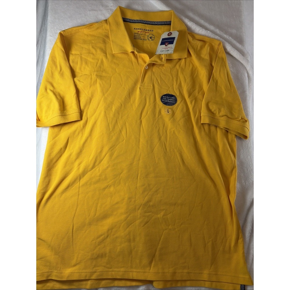 Saddlebred Perfect Polo Shirt Men,‎ Yellow, Short Sleeve, Collared NWT Classic